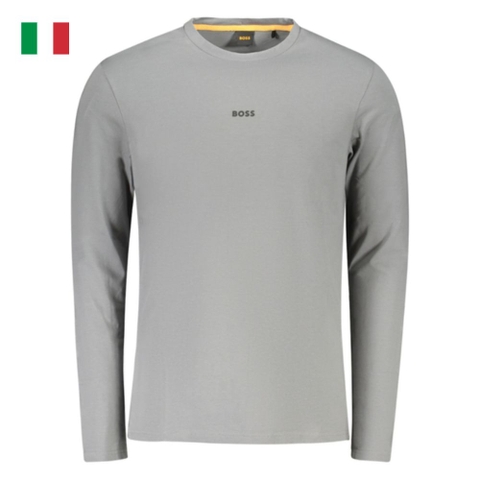 ÁO THUN DÀI TAY NAM MÀU GHI XÁM - HUGO BOSS - NHẬP KHẨU CHÍNH HÃNG TỪ ITALIA