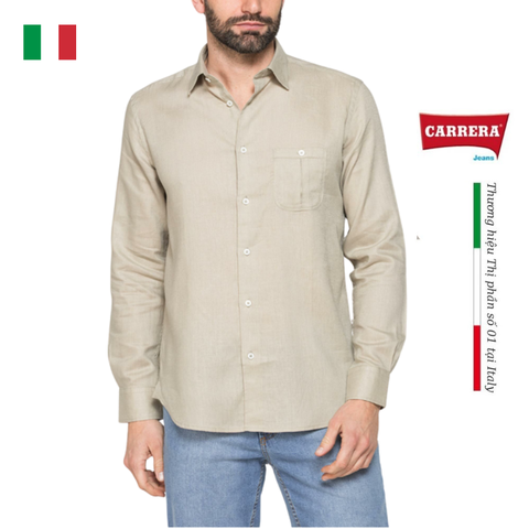 ÁO SƠ MI DÀI TAY NAM VẢI LANH HỖN HỢP T213A1254A – CARRERA JEANS - NHẬP KHẨU CHÍNH NGẠCH TỪ Ý