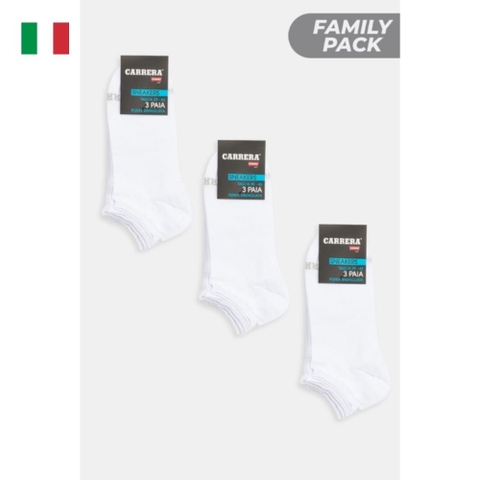 PACK 3 ĐÔI TẤT UNISEX THỂ THAO MÀU TRẮNG - CARRERA JEANS - NHẬP KHẨU CHÍNH HÃNG TỪ Ý
