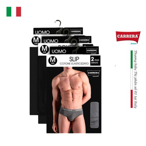 PACK 2 QUẦN SỊP ĐÙI NAM MÀU XÁM - CARRERA JEANS - NHẬP KHẨU CHÍNH NGẠCH TỪ Ý