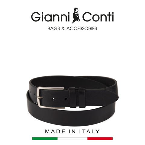 THẮT LƯNG DA THẬT NAM MÀU ĐEN 5155437-35-10 - GIANNI CONTI - SẢN XUẤT THỦ CÔNG TẠI ITALIA