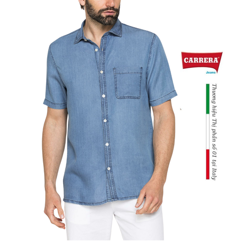 ÁO SƠ MI NAM CỘC TAY LYOCELL HIỆU ỨNG DENIM – CARRERA JEANS - NHẬP KHẨU CHÍNH NGẠCH TỪ Ý