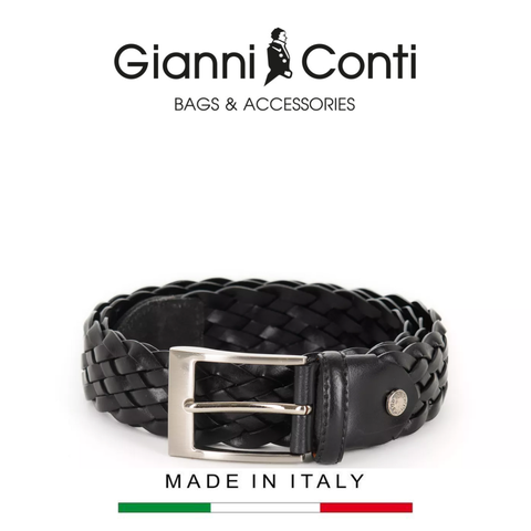 THẮT LƯNG DA THẬT NAM MÀU ĐEN 5105370-35-10 - GIANNI CONTI - SẢN XUẤT THỦ CÔNG TẠI ITALIA