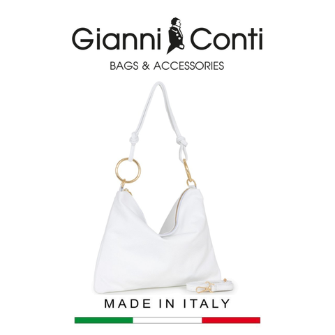 TÚI XÁCH NỮ DA THẬT MÀU TRẮNG 136580-30 – GIANNI CONTI - SẢN XUẤT THỦ CÔNG TẠI ITALY