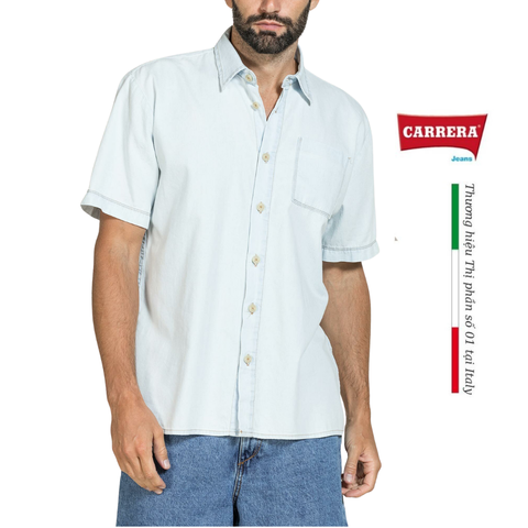ÁO SƠ MI NAM CỘC TAY VẢI DENIM NHẸ – CARRERA JEANS - NHẬP KHẨU CHÍNH NGẠCH TỪ Ý