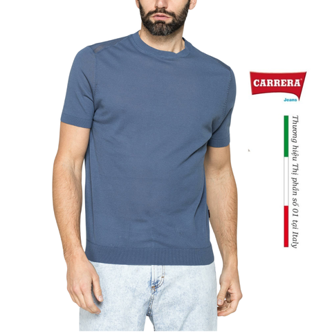 ÁO LEN MỎNG CỘC TAY NAM CỔ TRÒN VẢI COTTON CREPE - CARRERA JEANS - NHẬP KHẨU CHÍNH NGẠCH TỪ ITALIA