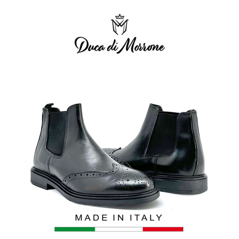 GIÀY BOOTS DA NAM (DA THẬT) MÀU ĐEN - DUCA DI MORRONE - SẢN XUẤT TẠI ITALY