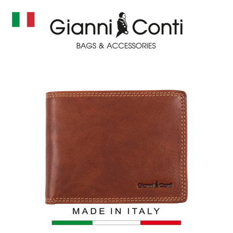 VÍ DA THẬT NAM MÀU NÂU NHẠT 917022-25 – GIANNI CONTI - SẢN XUẤT THỦ CÔNG TẠI ITALY