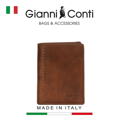 VÍ DA THẬT NAM MÀU NÂU NHẠT 9447165-25 – GIANNI CONTI - SẢN XUẤT THỦ CÔNG TẠI ITALY