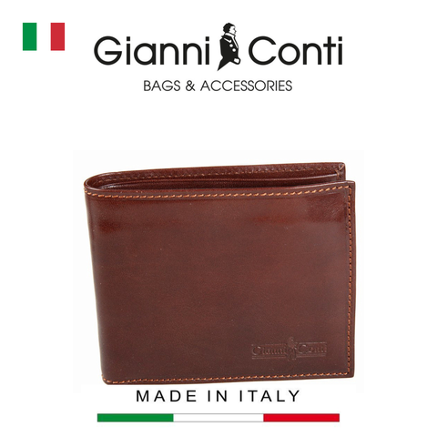 VÍ DA THẬT NAM MÀU NÂU 9407023-20 – GIANNI CONTI - SẢN XUẤT THỦ CÔNG TẠI ITALY