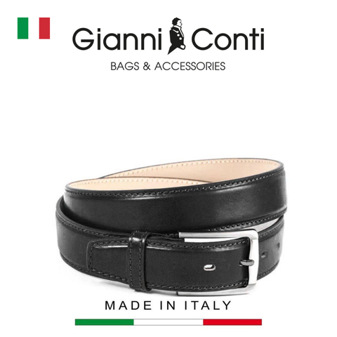 THẮT LƯNG DA THẬT NAM MÀU ĐEN 9405243-40-10 - GIANNI CONTI - SẢN XUẤT THỦ CÔNG TỪ ITALIA