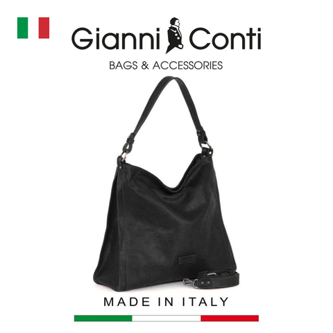 TÚI XÁCH NỮ DA THẬT MÀU ĐEN 9440540-10 – GIANNI CONTI - SẢN XUẤT THỦ CÔNG TẠI ITALY