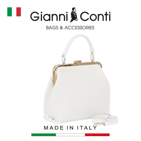 TÚI XÁCH NỮ DA THẬT MÀU TRẮNG KEM 136578-49 – GIANNI CONTI - SẢN XUẤT THỦ CÔNG TẠI ITALY