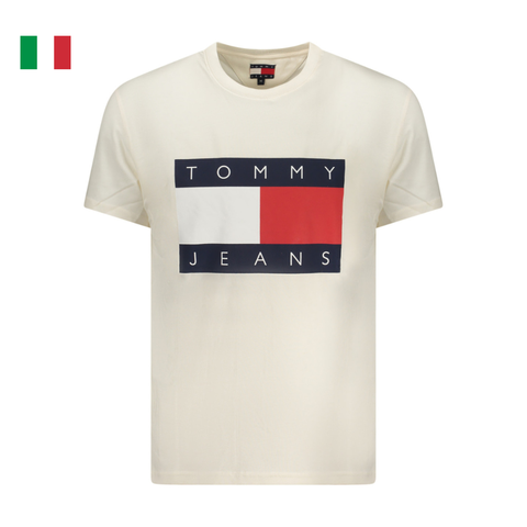 ÁO THUN NAM CỘC TAY MÀU TRẮNG KEM – TOMMY HILFIGER - NHẬP KHẨU CHÍNH HÃNG TỪ Ý