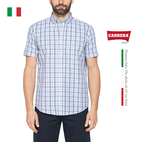 ÁO SƠ MI NAM CỘC TAY HỌA TIẾT KẺ CARO – CARRERA JEANS - NHẬP KHẨU CHÍNH NGẠCH TỪ Ý