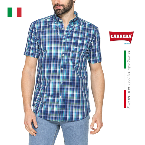ÁO SƠ MI NAM CỘC TAY HỌA TIẾT KẺ CARO – CARRERA JEANS - NHẬP KHẨU CHÍNH NGẠCH TỪ Ý