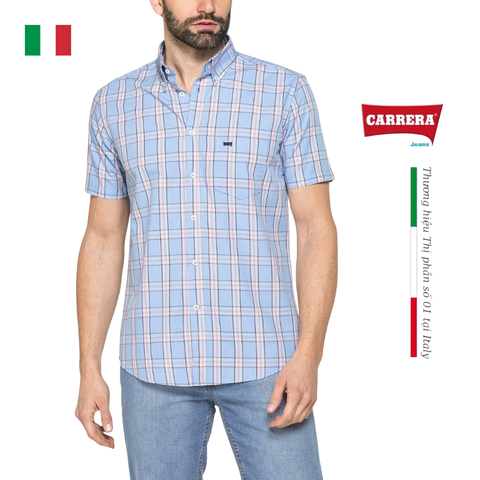 ÁO SƠ MI NAM CỘC TAY HỌA TIẾT KẺ CARO – CARRERA JEANS - NHẬP KHẨU CHÍNH NGẠCH TỪ Ý