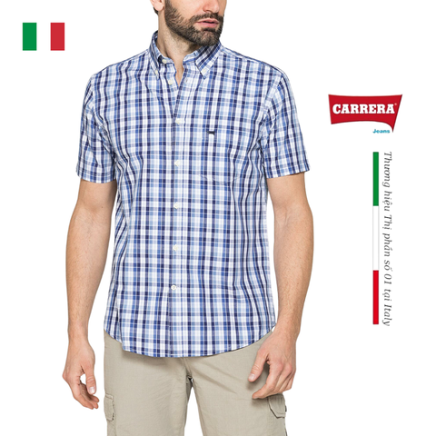 ÁO SƠ MI NAM CỘC TAY HỌA TIẾT KẺ CARO – CARRERA JEANS - NHẬP KHẨU CHÍNH NGẠCH TỪ Ý
