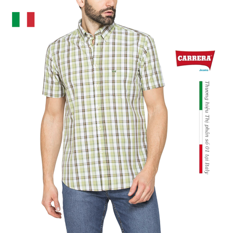 ÁO SƠ MI NAM CỘC TAY HỌA TIẾT KẺ CARO – CARRERA JEANS - NHẬP KHẨU CHÍNH NGẠCH TỪ Ý