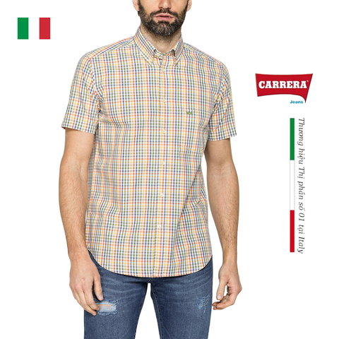 ÁO SƠ MI NAM CỘC TAY HỌA TIẾT KẺ CARO – CARRERA JEANS - NHẬP KHẨU CHÍNH NGẠCH TỪ Ý
