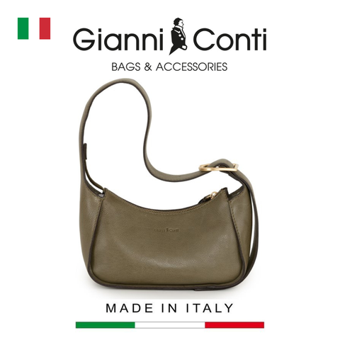 TÚI XÁCH NỮ DA THẬT MÀU KAKI 4423965-606 – GIANNI CONTI - SẢN XUẤT THỦ CÔNG TẠI ITALY