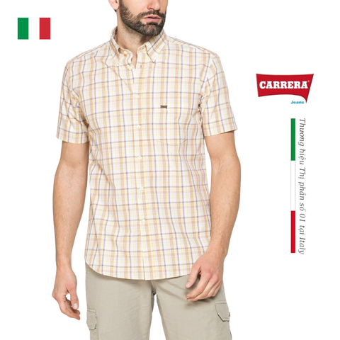 ÁO SƠ MI NAM CỘC TAY HỌA TIẾT KẺ CARO – CARRERA JEANS - NHẬP KHẨU CHÍNH NGẠCH TỪ Ý
