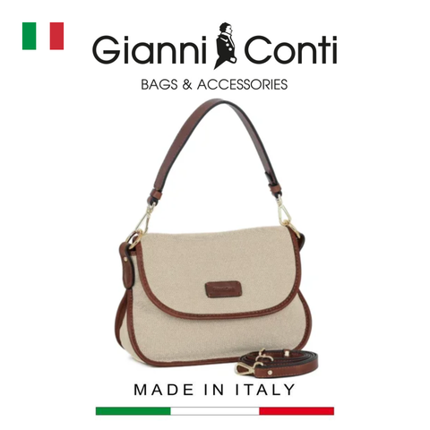 TÚI XÁCH NỮ DA THẬT MÀU BE-NÂU 5284895-984 – GIANNI CONTI - SẢN XUẤT THỦ CÔNG TẠI ITALY