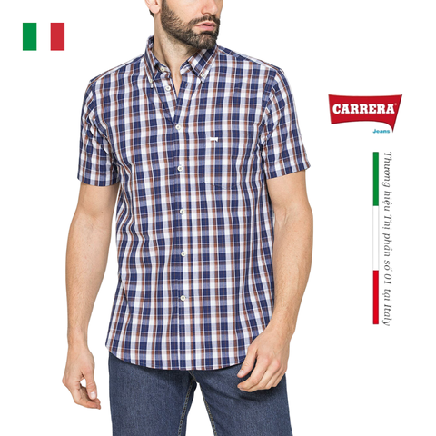 ÁO SƠ MI NAM CỘC TAY HỌA TIẾT KẺ CARO – CARRERA JEANS - NHẬP KHẨU CHÍNH NGẠCH TỪ Ý