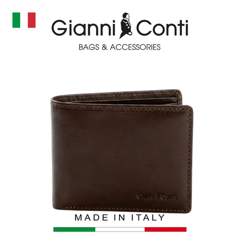 VÍ DA THẬT NAM MÀU NÂU 9407410-20 – GIANNI CONTI - SẢN XUẤT THỦ CÔNG TẠI ITALY