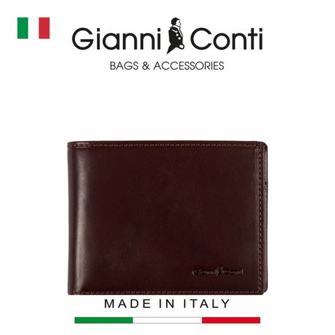 VÍ DA THẬT NAM MÀU NÂU 9407018-20 – GIANNI CONTI - SẢN XUẤT THỦ CÔNG TẠI ITALY