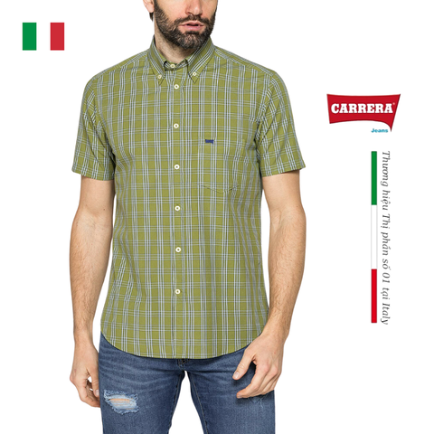 ÁO SƠ MI NAM CỘC TAY HỌA TIẾT KẺ CARO – CARRERA JEANS - NHẬP KHẨU CHÍNH NGẠCH TỪ Ý