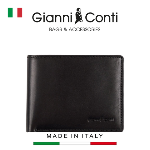 VÍ DA THẬT NAM MÀU ĐEN 9407220-10 – GIANNI CONTI - SẢN XUẤT THỦ CÔNG TẠI ITALY