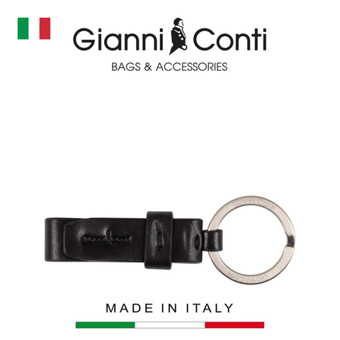 MÓC KHÓA BẰNG DA THẬT MÀU ĐEN 9409756-10 – GIANNI CONTI - SẢN XUẤT THỦ CÔNG TẠI ITALY
