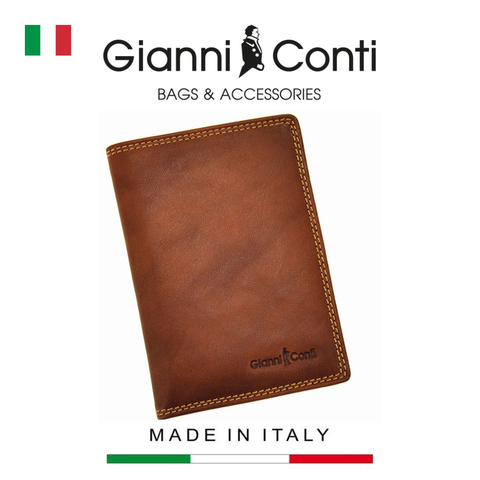 VÍ DA THẬT NAM MÀU NÂU 917349-25 – GIANNI CONTI - SẢN XUẤT THỦ CÔNG TẠI ITALY