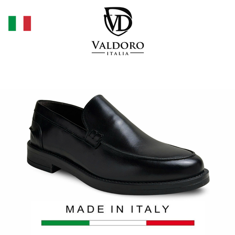 GIÀY LƯỜI DA THẬT NAM (015 Vitello Nero) - VALDORO - SẢN XUẤT TẠI ITALY