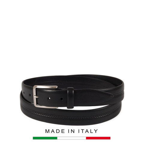 THẮT LƯNG DA THẬT NAM MÀU ĐEN SETH 5185432-35 - GIANNI CONTI - SẢN XUẤT THỦ CÔNG TỪ ITALIA