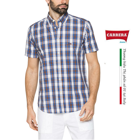 ÁO SƠ MI NAM CỘC TAY HỌA TIẾT KẺ CARO – CARRERA JEANS - NHẬP KHẨU CHÍNH HÃNG TỪ Ý