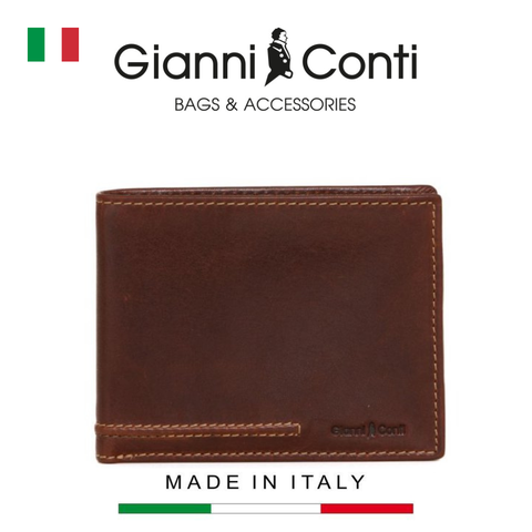 VÍ DA THẬT NAM MÀU NÂU NHẠT 707111-25 – GIANNI CONTI - SẢN XUẤT THỦ CÔNG TẠI ITALY