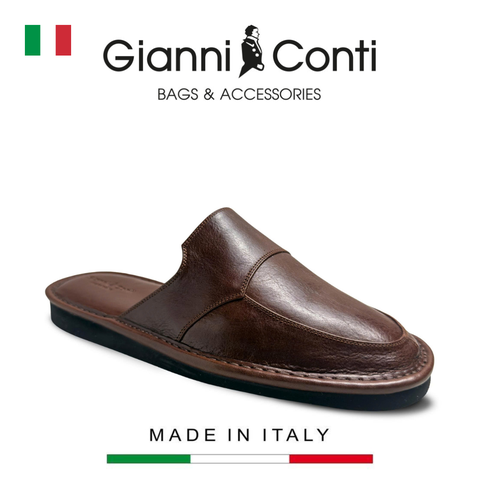 DÉP SỤC DA THẬT NAM MÀU NÂU – GIANNI CONTI - SẢN XUẤT THỦ CÔNG TẠI ITALY