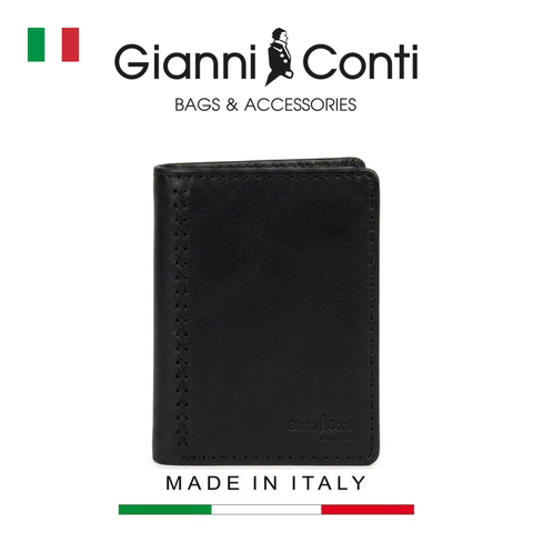 VÍ DA THẬT NAM MÀU ĐEN 9447165-10 – GIANNI CONTI - SẢN XUẤT THỦ CÔNG TẠI ITALY