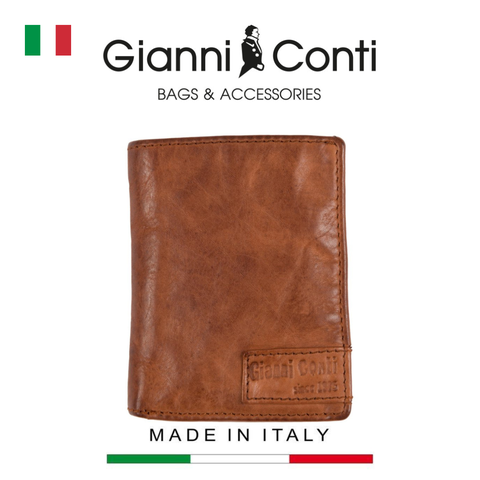 VÍ DA THẬT NAM MÀU NÂU 4207387-25 – GIANNI CONTI - SẢN XUẤT THỦ CÔNG TẠI ITALY