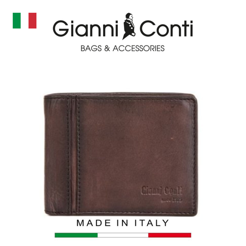 VÍ DA THẬT NAM MÀU NÂU 4067111-20 – GIANNI CONTI - SẢN XUẤT THỦ CÔNG TẠI ITALY