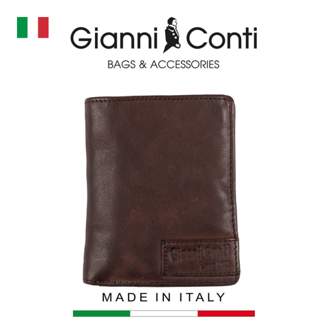 VÍ DA THẬT NAM MÀU NÂU ĐEN 4207387-20 – GIANNI CONTI - SẢN XUẤT THỦ CÔNG TẠI ITALY