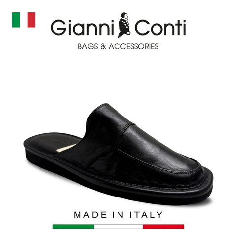 DÉP SỤC DA THẬT NAM MÀU ĐEN – GIANNI CONTI - SẢN XUẤT THỦ CÔNG TẠI ITALY
