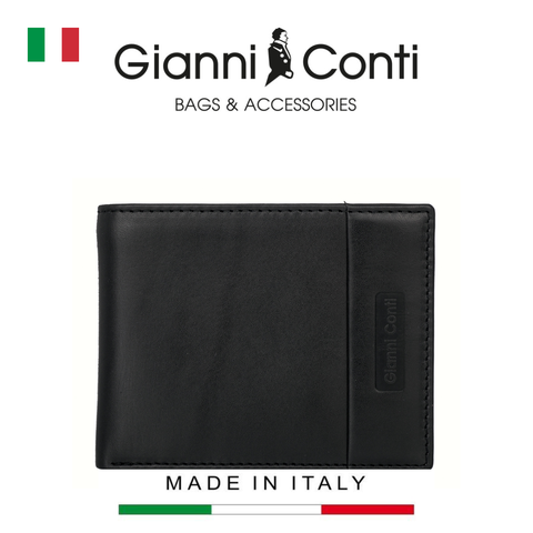 VÍ DA THẬT NAM MÀU ĐEN 6057100-10 – GIANNI CONTI - SẢN XUẤT THỦ CÔNG TẠI ITALY