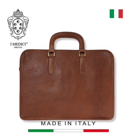 TÚI ĐỰNG LAPTOP DA CALFSKIN CAO CẤP 081-MAHOGANY -  MEDICI OF FLORENCE - SẢN XUẤT THỦ CÔNG TẠI ITALIA