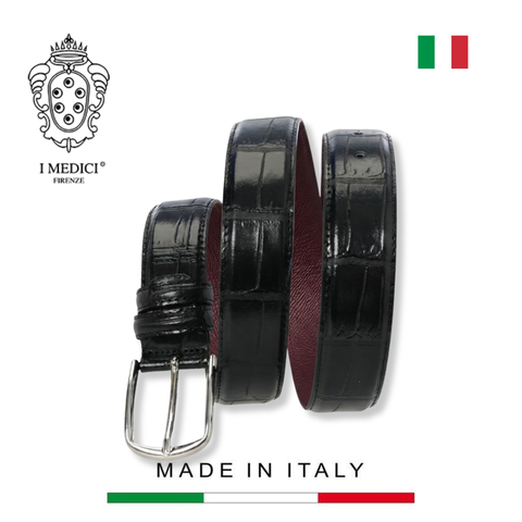 THẮT LƯNG DA THẬT CAO CẤP 1010-35 MÀU ĐEN - MEDICI OF FLORENCE - SẢN XUẤT THỦ CÔNG TẠI ITALIA