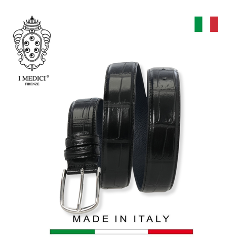 THẮT LƯNG DA THẬT CAO CẤP 1010-35 MÀU ĐEN - MEDICI OF FLORENCE - SẢN XUẤT THỦ CÔNG TẠI ITALIA