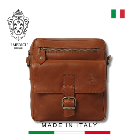 TÚI ĐEO CHÉO DA VACCHETTA CAO CẤP 920-COGNAC -  MEDICI OF FLORENCE - SẢN XUẤT THỦ CÔNG TẠI ITALY