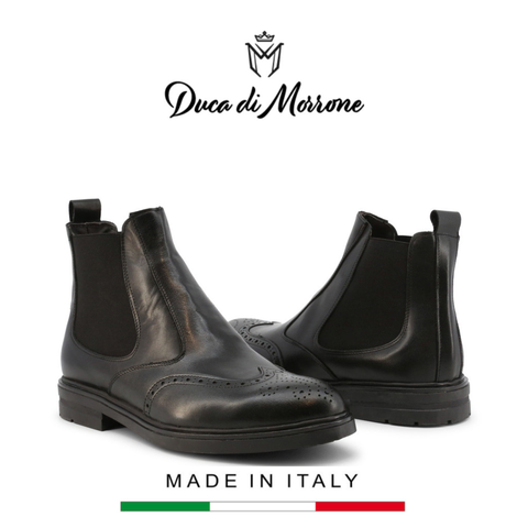 GIÀY BOOTS DA NAM (DA THẬT) MÀU ĐEN - DUCA DI MORRONE - SẢN XUẤT TẠI ITALY
